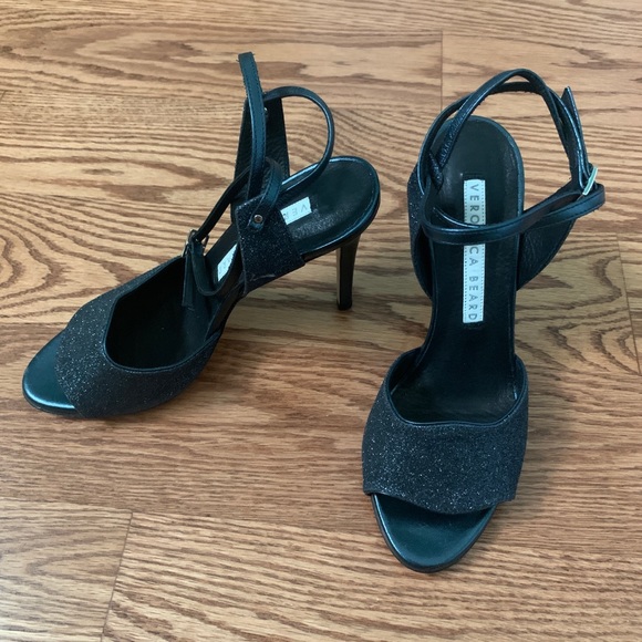 New Veronica Beard Navy Glittered Heels - Picture 3 of 6